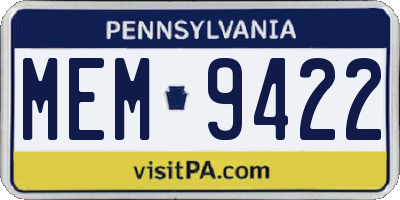 PA license plate MEM9422