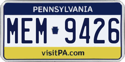 PA license plate MEM9426