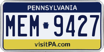 PA license plate MEM9427
