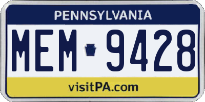 PA license plate MEM9428