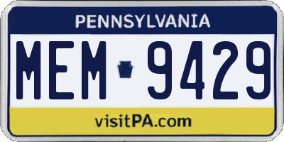 PA license plate MEM9429