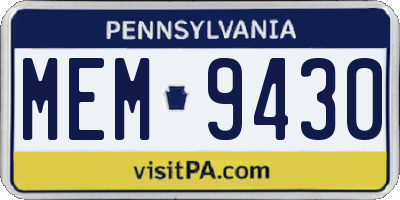 PA license plate MEM9430