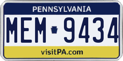PA license plate MEM9434