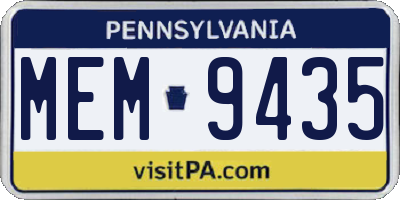 PA license plate MEM9435