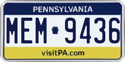 PA license plate MEM9436