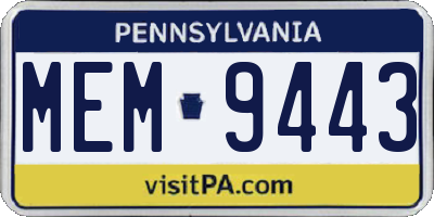PA license plate MEM9443