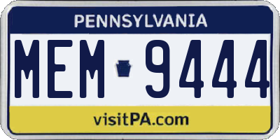 PA license plate MEM9444