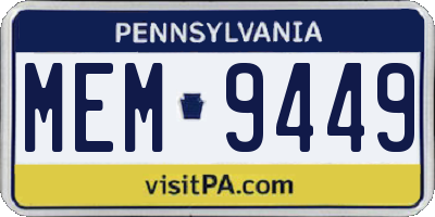PA license plate MEM9449