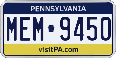 PA license plate MEM9450