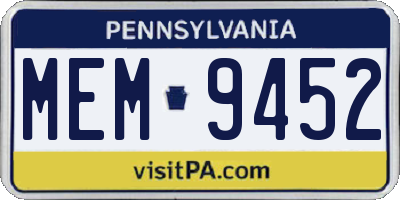 PA license plate MEM9452