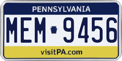 PA license plate MEM9456
