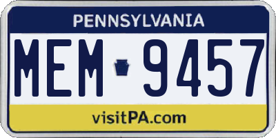 PA license plate MEM9457