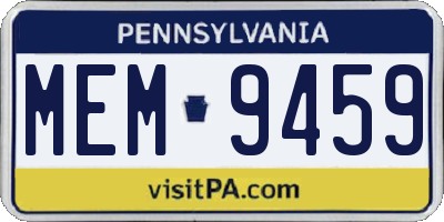 PA license plate MEM9459