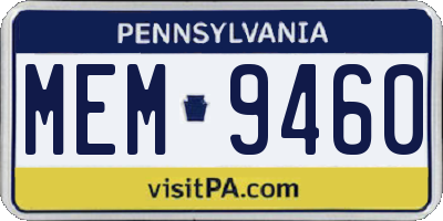 PA license plate MEM9460