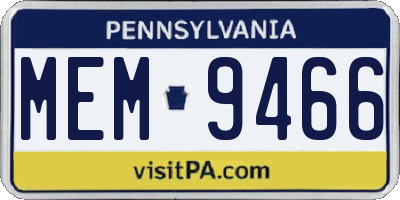PA license plate MEM9466