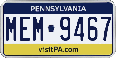 PA license plate MEM9467