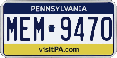 PA license plate MEM9470