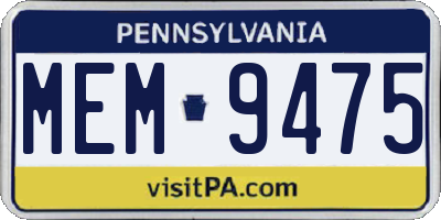 PA license plate MEM9475