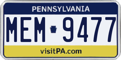 PA license plate MEM9477