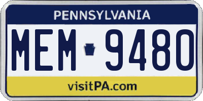 PA license plate MEM9480