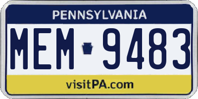 PA license plate MEM9483