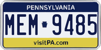 PA license plate MEM9485