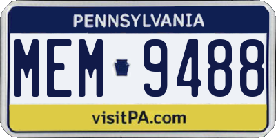 PA license plate MEM9488