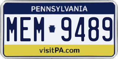 PA license plate MEM9489