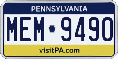 PA license plate MEM9490