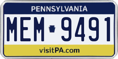 PA license plate MEM9491