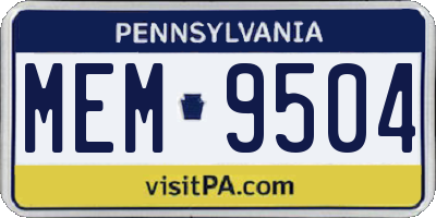 PA license plate MEM9504