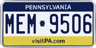 PA license plate MEM9506