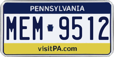 PA license plate MEM9512