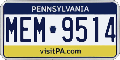 PA license plate MEM9514