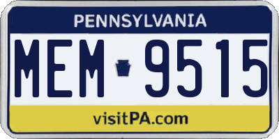 PA license plate MEM9515