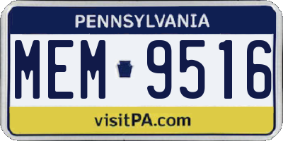 PA license plate MEM9516