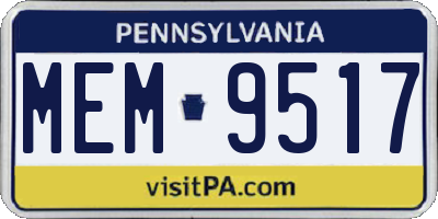 PA license plate MEM9517