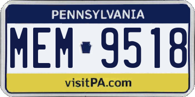 PA license plate MEM9518