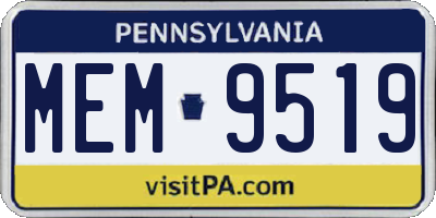 PA license plate MEM9519