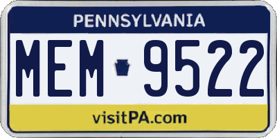 PA license plate MEM9522