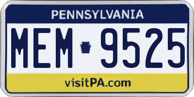 PA license plate MEM9525