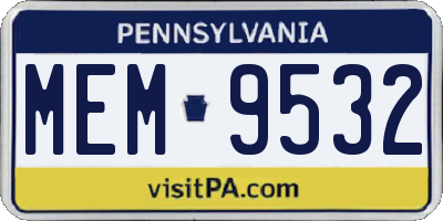 PA license plate MEM9532
