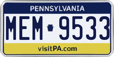 PA license plate MEM9533