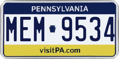 PA license plate MEM9534