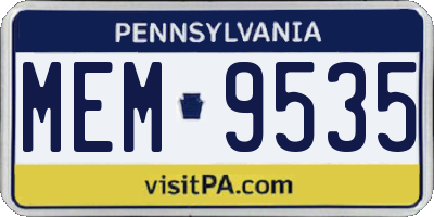 PA license plate MEM9535