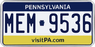 PA license plate MEM9536