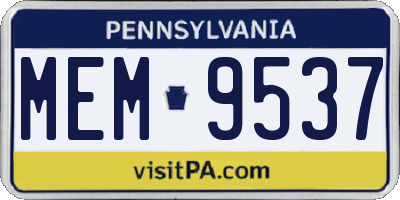 PA license plate MEM9537