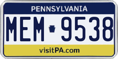 PA license plate MEM9538