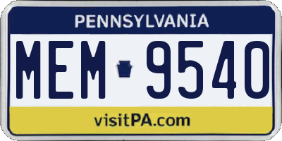 PA license plate MEM9540