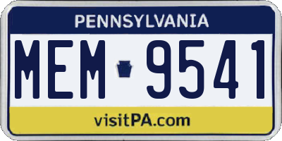 PA license plate MEM9541